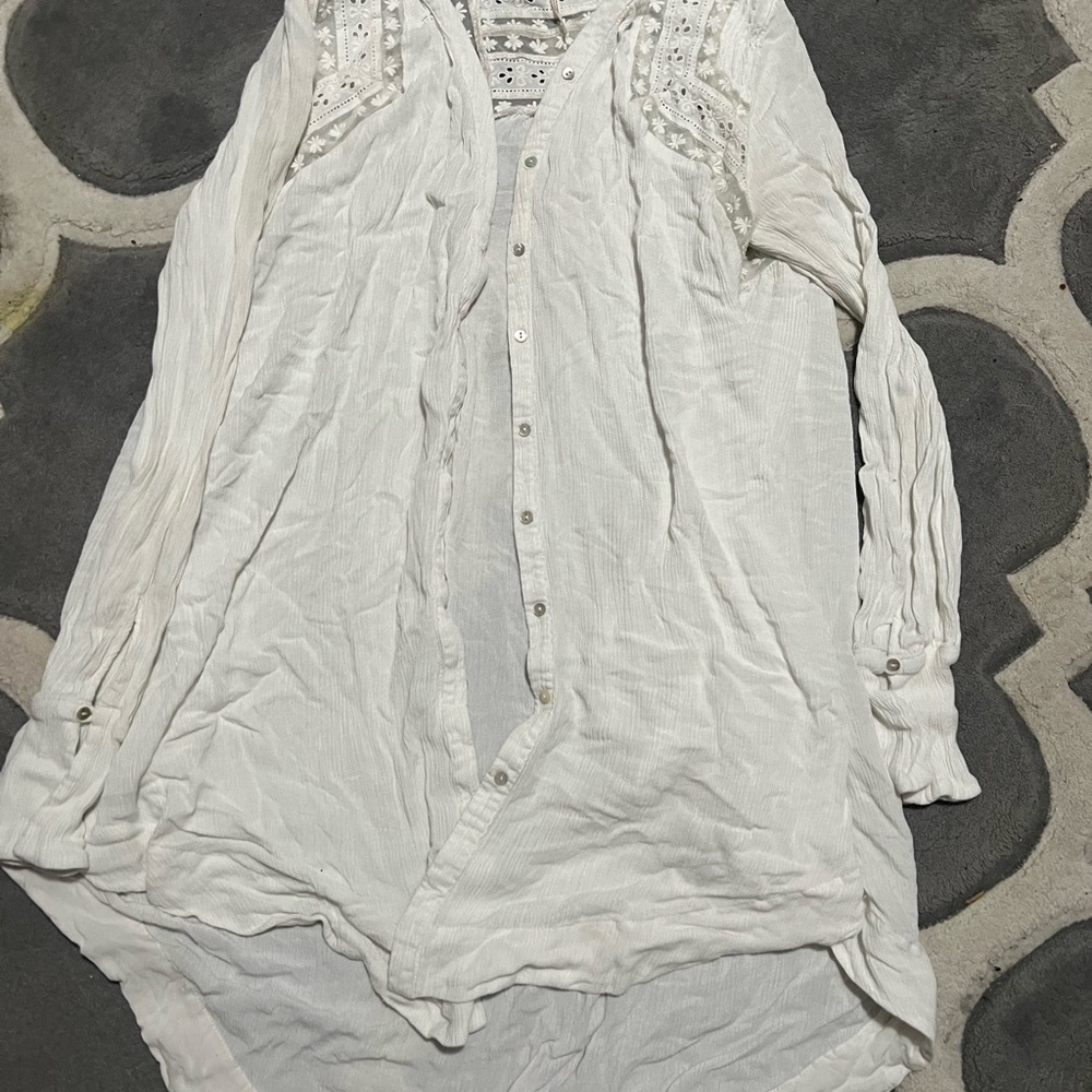 Free People Courtney Victorian Shirt Dress in white - Picture 2 of 6